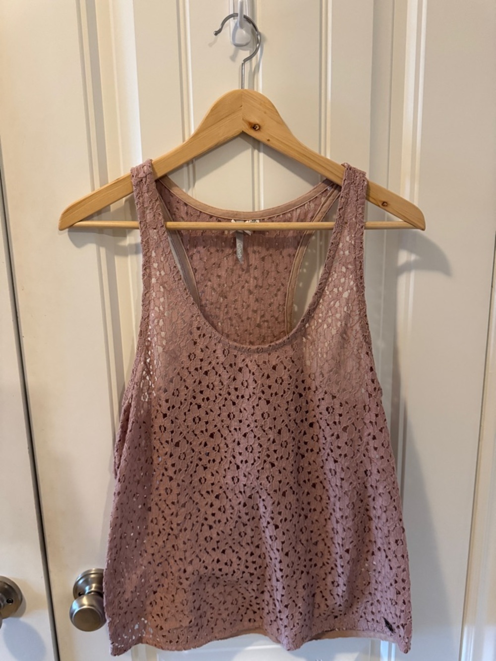 Women's Lace Racerback Tank Top in Dusty Mauve